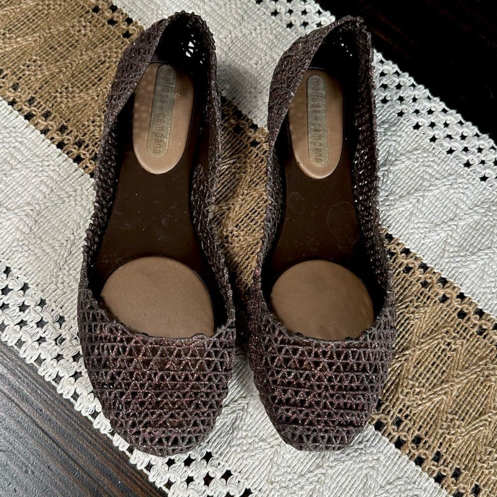 Melissa + Campana Brown Glitter Jelly Sandal Flat - Picture 3 of 7